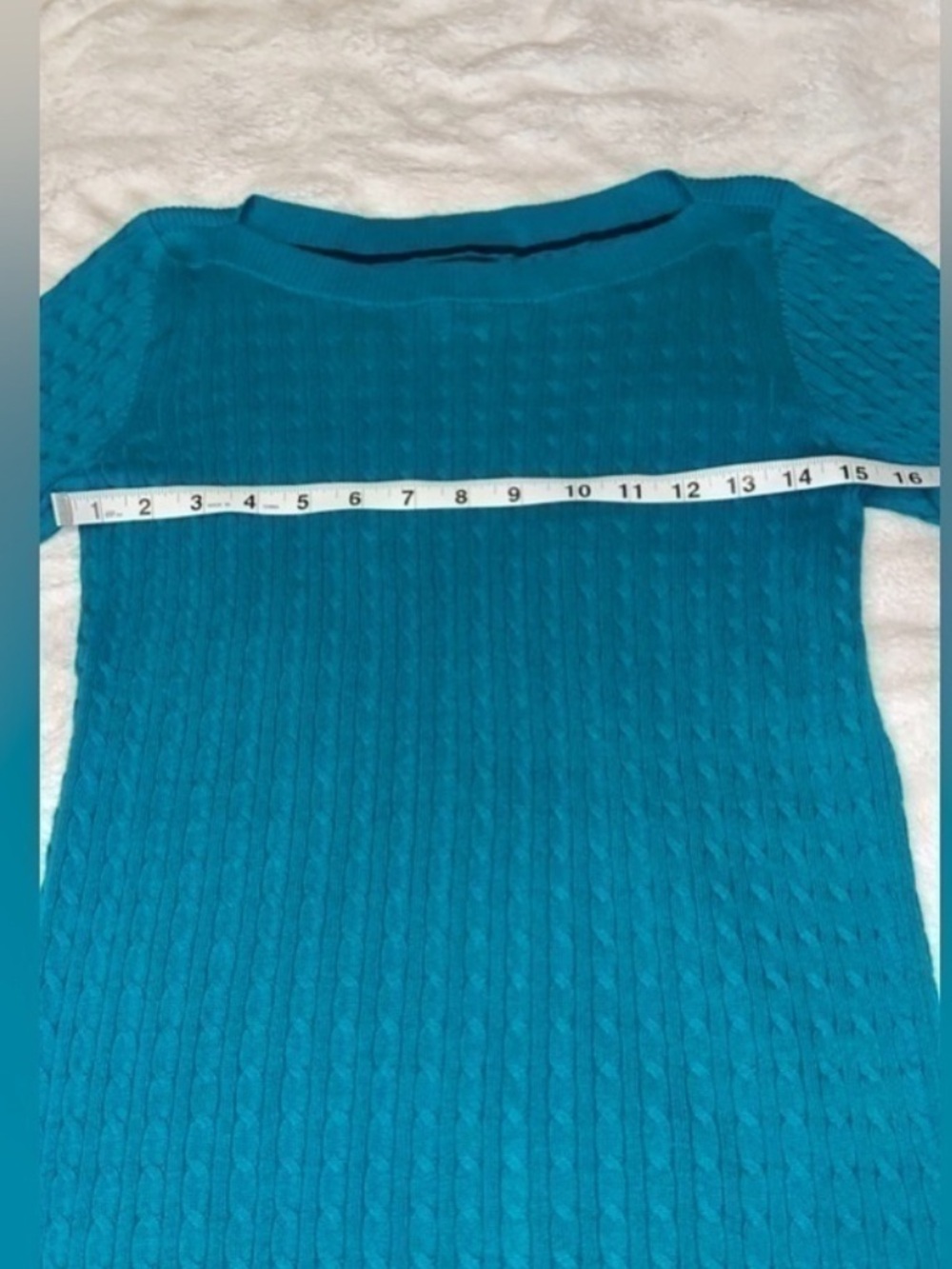 Tommy Hilfiger Turquoise Cable Knit Pima Cotton Sweater Top Size S/P - Picture 9 of 9